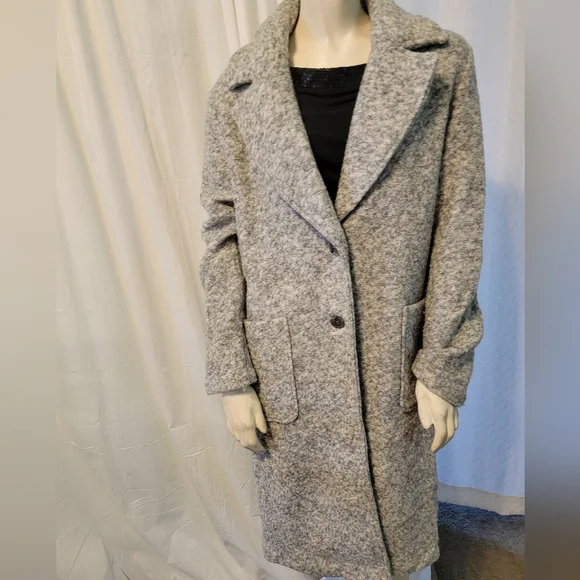 Banana Republic Knit Cocoon Wool Blend Oversized 2 Button Front Coat SZ M Gray - Picture 12 of 12